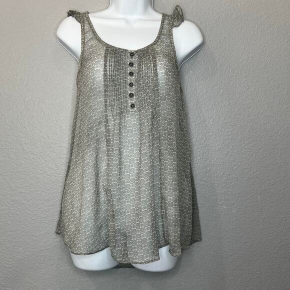 Grey greenish sheer Printed Tank Top - Picture 1 of 8